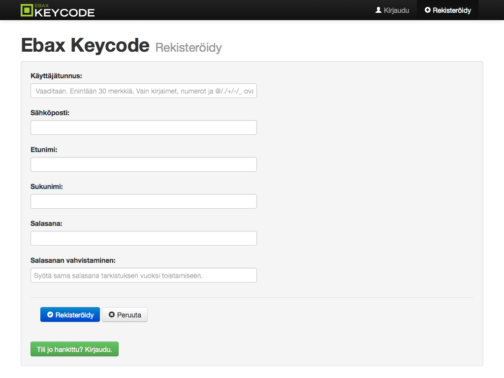Keycode registration